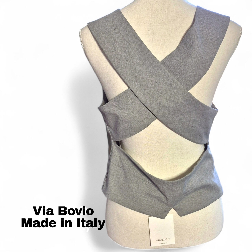 Via Bovio - Gray Vest   NWT Medium - Made In Italy